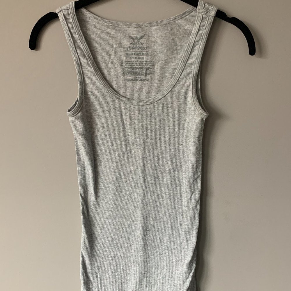Ribbed "Must Have" Racerback Scoop Neck Tank Top - Grey